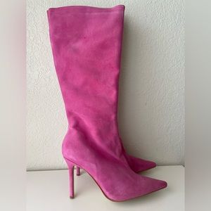Brand new soft fuschia suede victorias secret knee high boots. Size 10